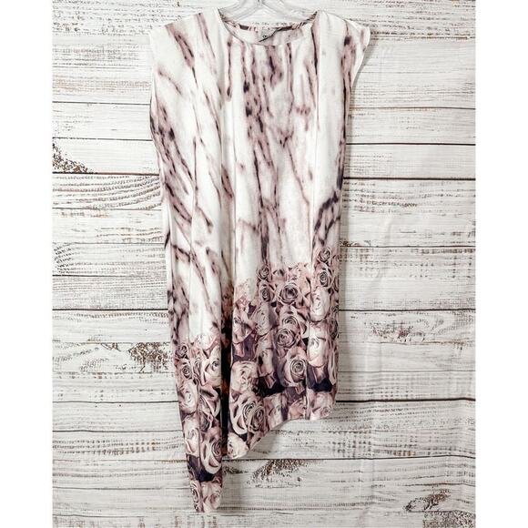 Asos Women's Floral Sleeveless Asymmetrical Hem Dress Ombré Pink Cream Size 4 - Picture 8 of 12